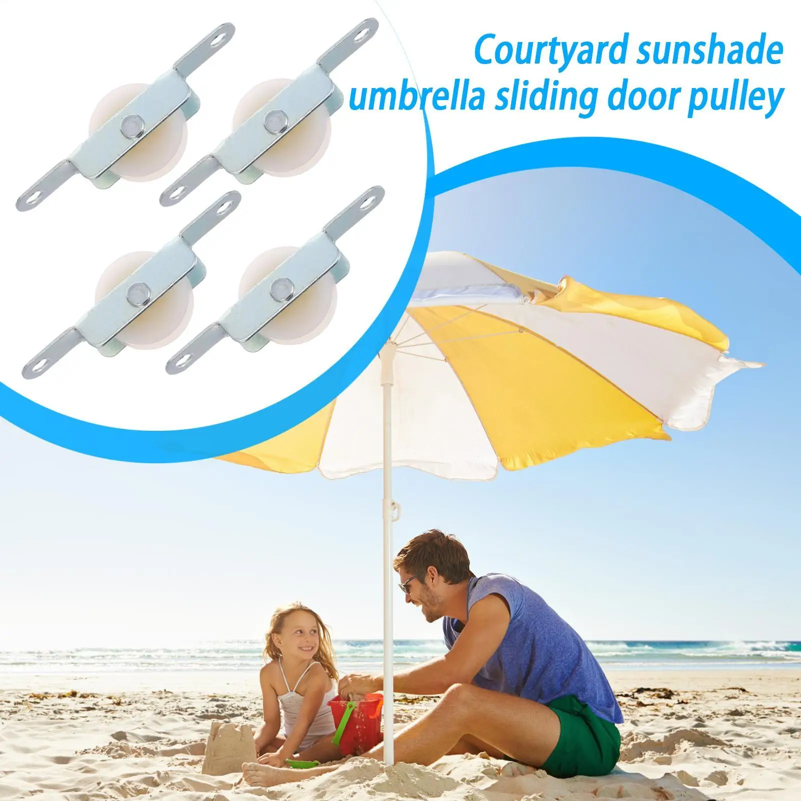 4pcs Patio Umbrella Rope Pulley Bracket Parasol Rope Sliding Bracket Replacement Parts Umbrella Steel Furniture Door Rollers