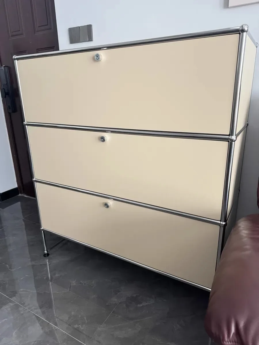 Modern Module Living Room Cabinet Stainless Steel TV Cabinet Storage Combination Sideboard Chest of Drawers Customizable Wooden