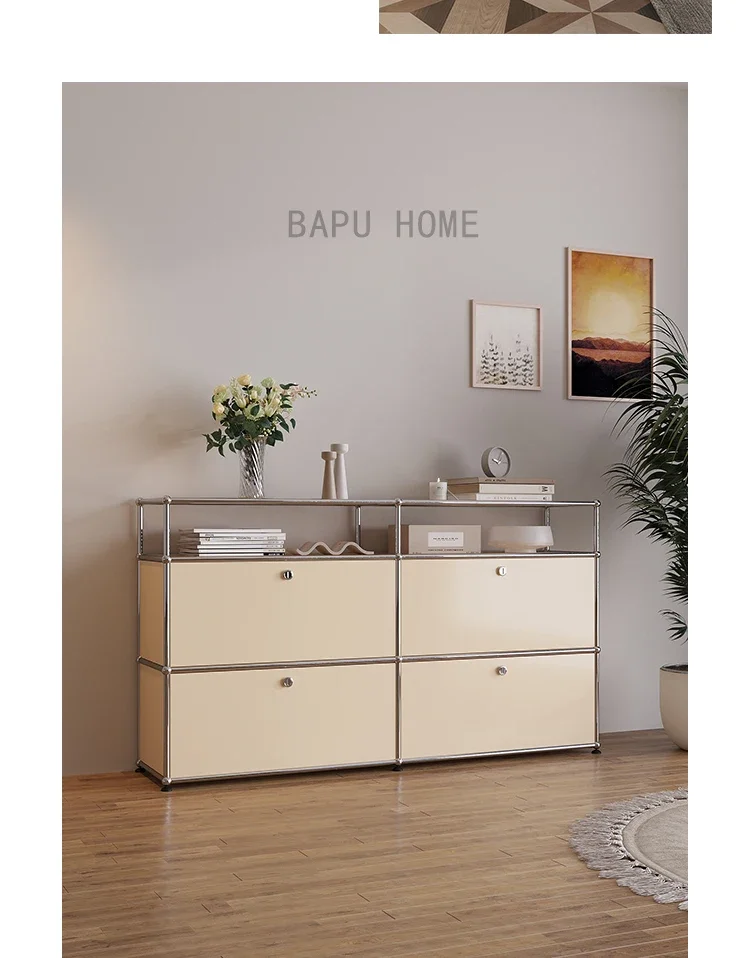 Modern Module Living Room Cabinet Stainless Steel TV Cabinet Storage Combination Sideboard Chest of Drawers Customizable Wooden