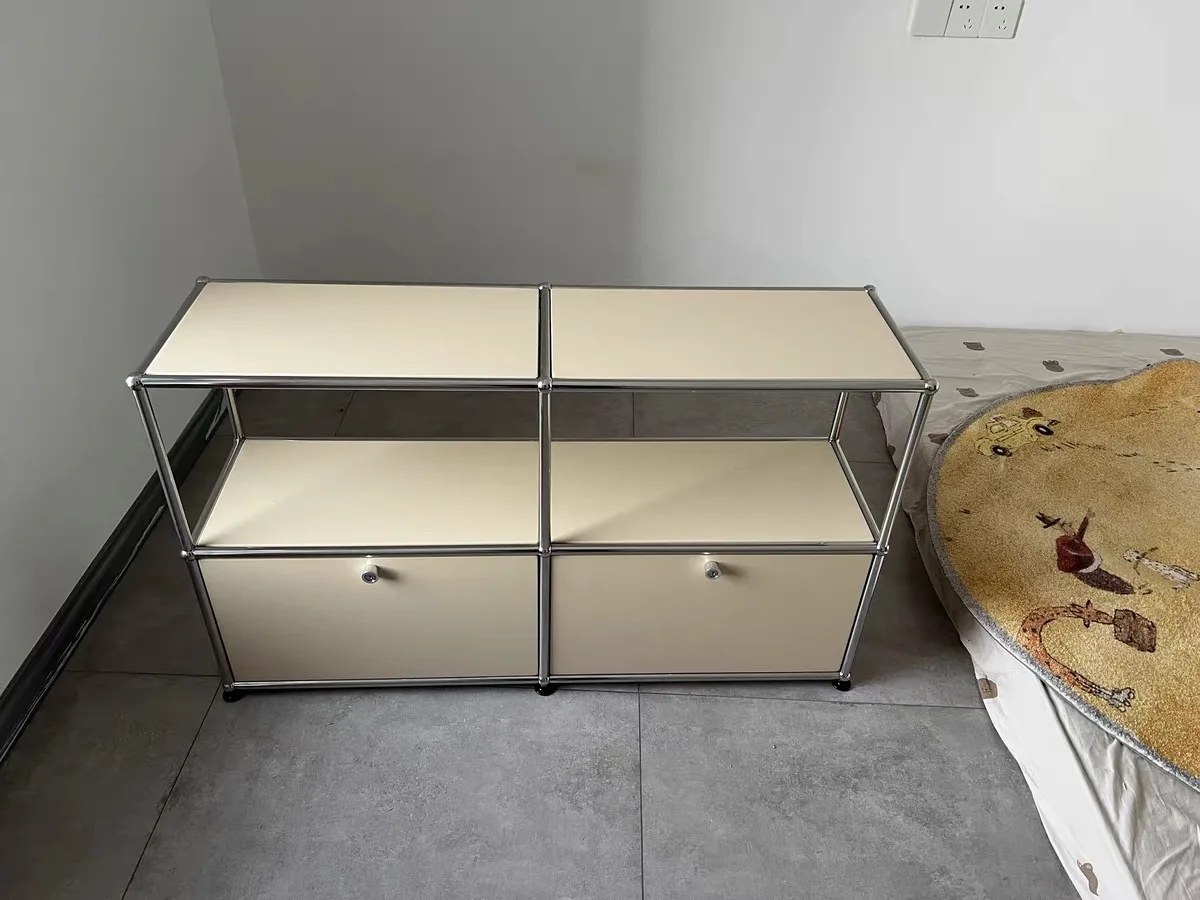 Modern Module Living Room Cabinet Stainless Steel TV Cabinet Storage Combination Sideboard Chest of Drawers Customizable Wooden