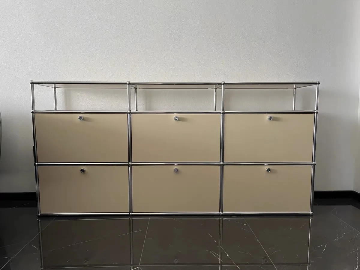 Modern Module Living Room Cabinet Stainless Steel TV Cabinet Storage Combination Sideboard Chest of Drawers Customizable Wooden