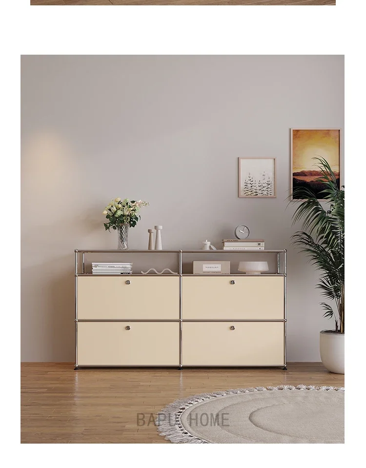 Modern Module Living Room Cabinet Stainless Steel TV Cabinet Storage Combination Sideboard Chest of Drawers Customizable Wooden