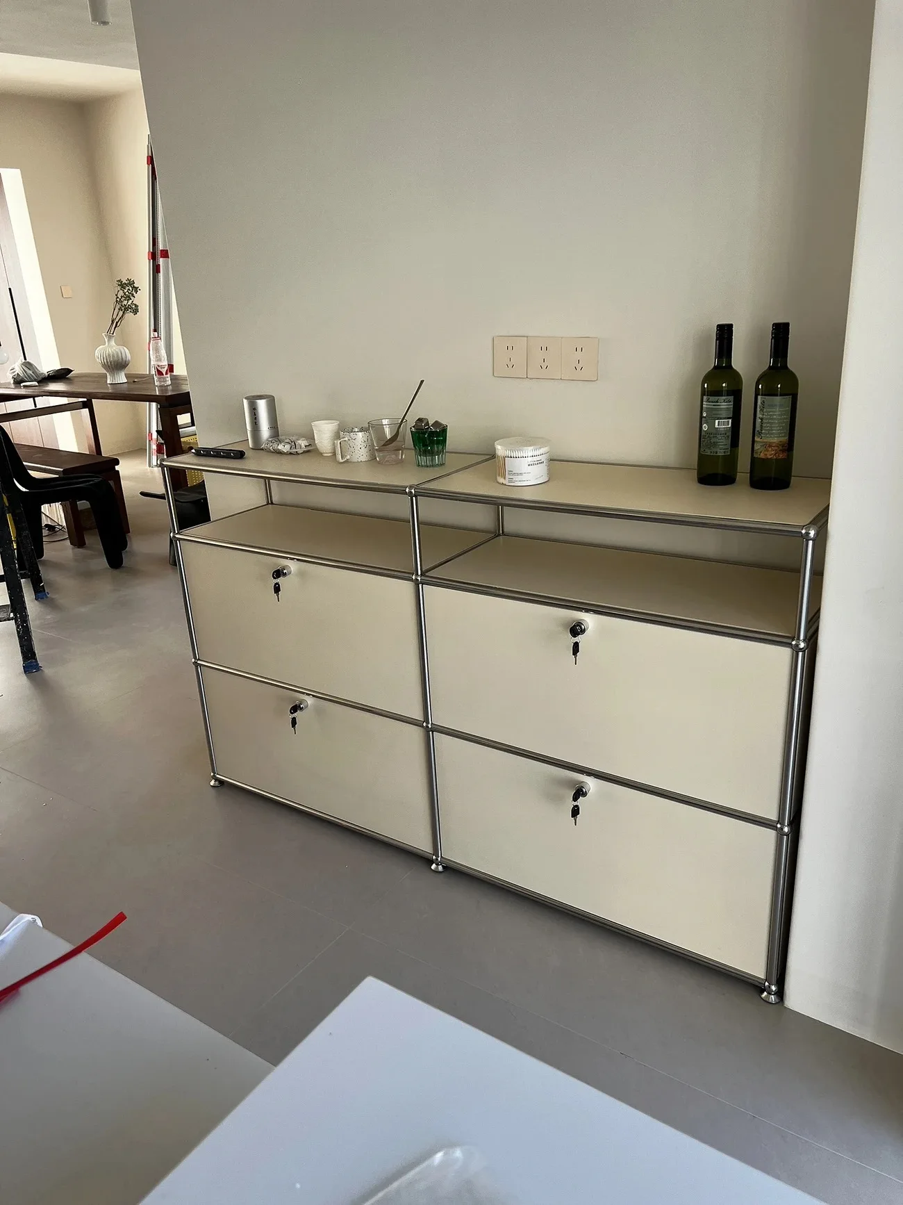 Modern Module Living Room Cabinet Stainless Steel TV Cabinet Storage Combination Sideboard Chest of Drawers Customizable Wooden