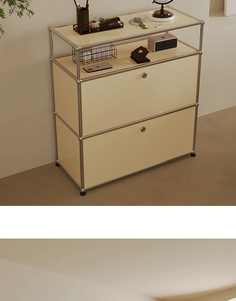 Modern Module Living Room Cabinet Stainless Steel TV Cabinet Storage Combination Sideboard Chest of Drawers Customizable Wooden