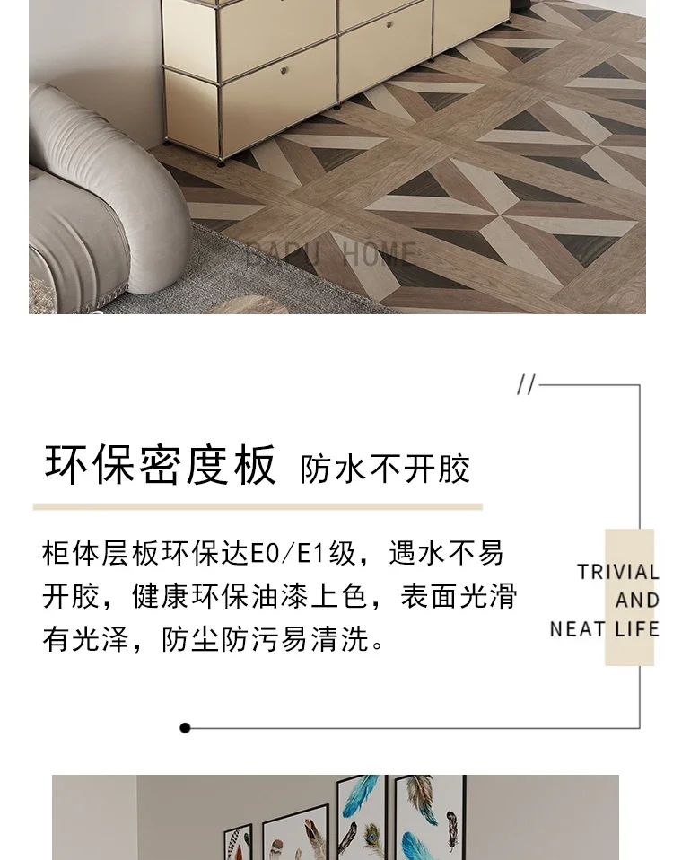 Modern Module Living Room Cabinet Stainless Steel TV Cabinet Storage Combination Sideboard Chest of Drawers Customizable Wooden
