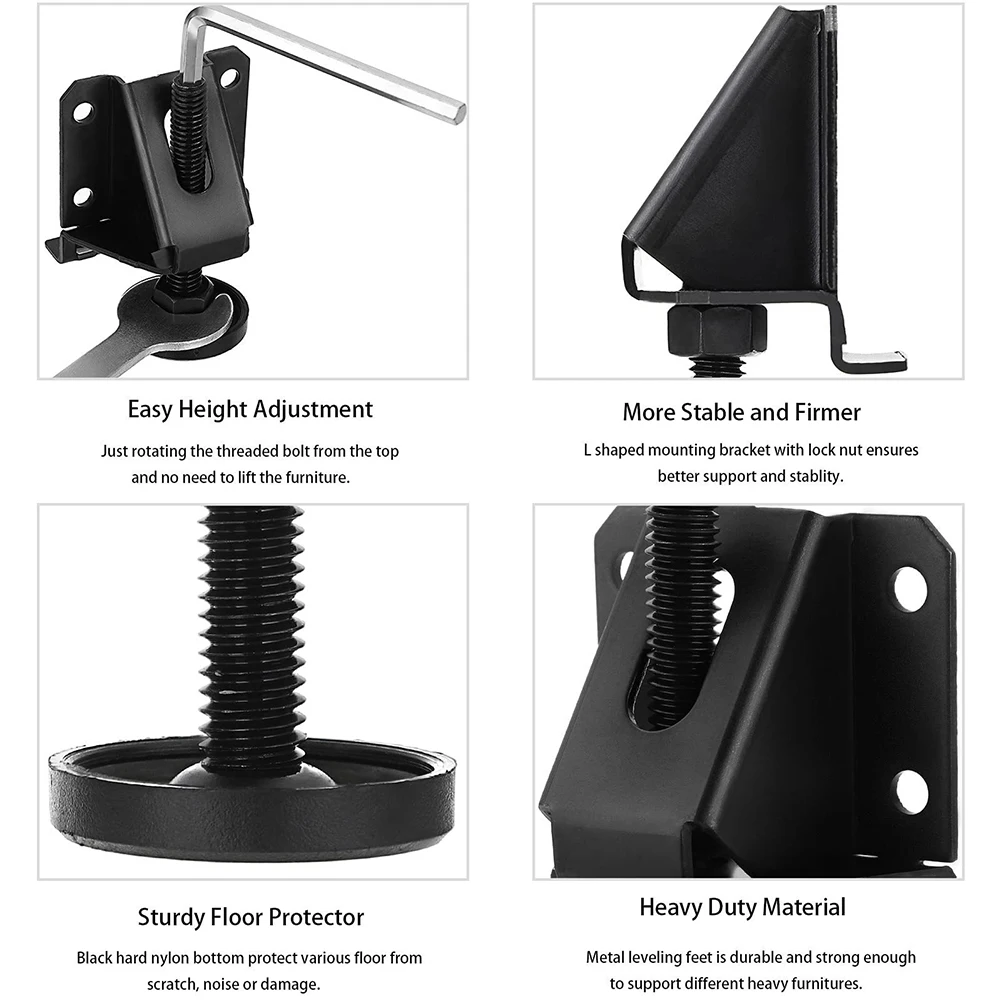 4Pcs Adjustable Furniture Leveler Heavy Duty Furniture Feet Support For Sofa Table Chair Cabinet Height Adjuster Leveling Feet