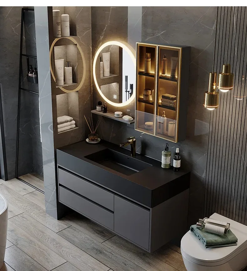 Wooden Organizer Bathroom Cabinets Wall Mounted Luxury Organiser Bathroom Cabinets Storage Mirror Armario De Banheiro Furniture