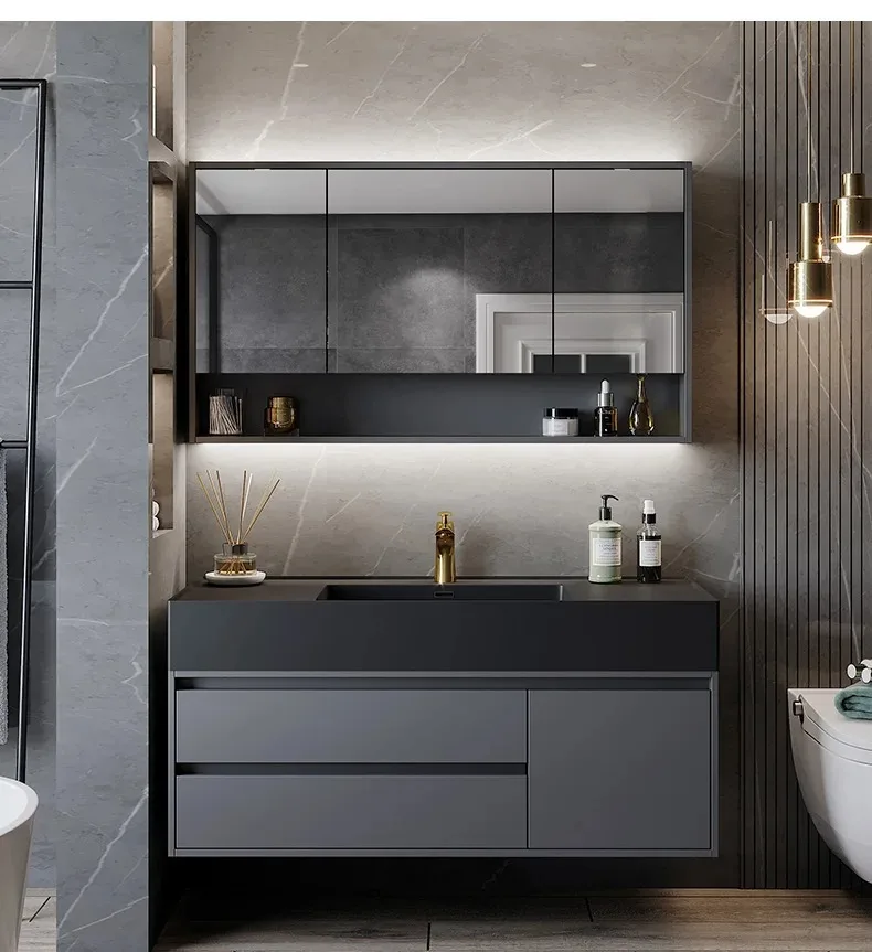 Wooden Organizer Bathroom Cabinets Wall Mounted Luxury Organiser Bathroom Cabinets Storage Mirror Armario De Banheiro Furniture
