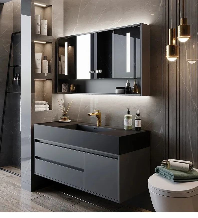 Wooden Organizer Bathroom Cabinets Wall Mounted Luxury Organiser Bathroom Cabinets Storage Mirror Armario De Banheiro Furniture