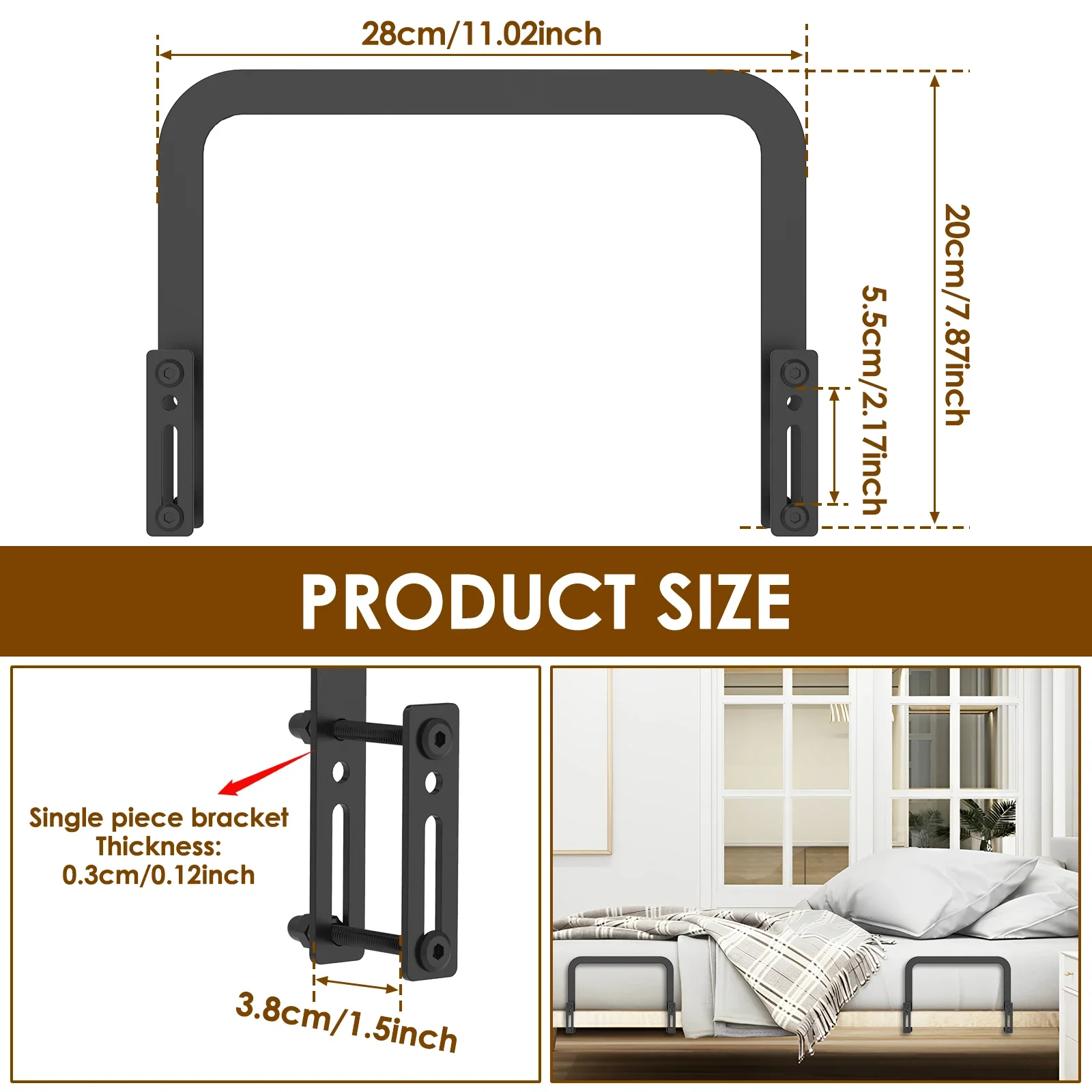 2/4Pcs Mattress Slide Stoppers Metal Non Slip Mattress Gripper Adjustable Mattress Retainer Bar Bracket for Home Metal Bed Frame