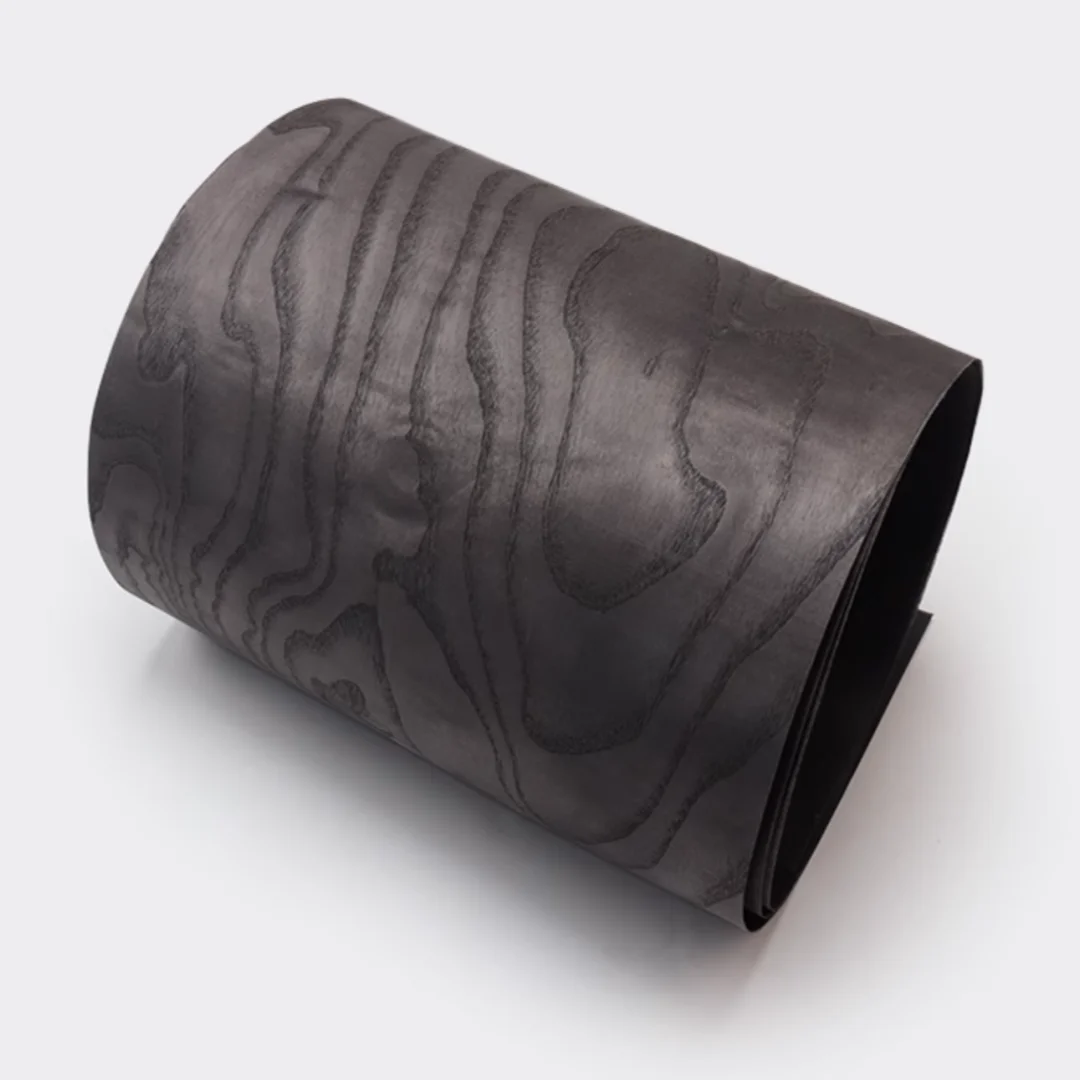 Length:2.5m Width:300mm T:0.3mm Jet Black Dyed White Ash Random Grain Solid Wood Veneer DIY Home Cabinet Door Speaker Decor