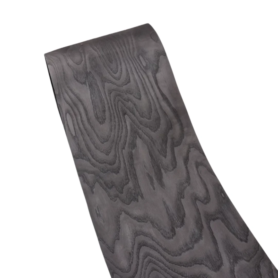Length:2.5m Width:300mm T:0.3mm Jet Black Dyed White Ash Random Grain Solid Wood Veneer DIY Home Cabinet Door Speaker Decor