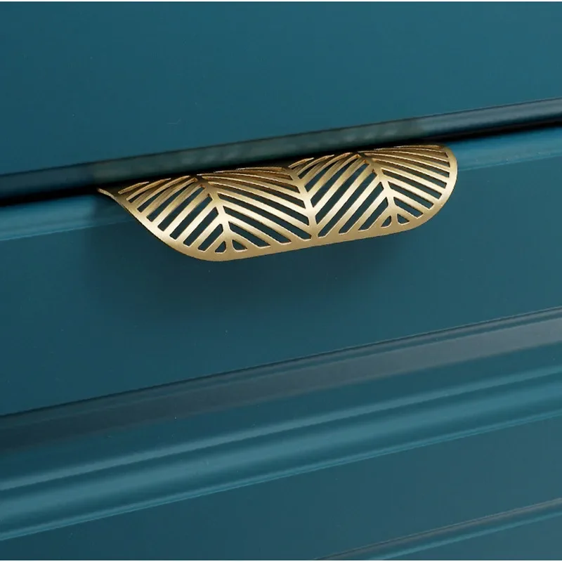 Leaf-shaped Modern Furniture Drawer Brass Handles Furniture Wardrobe Drawer Knob Brass Door Handles