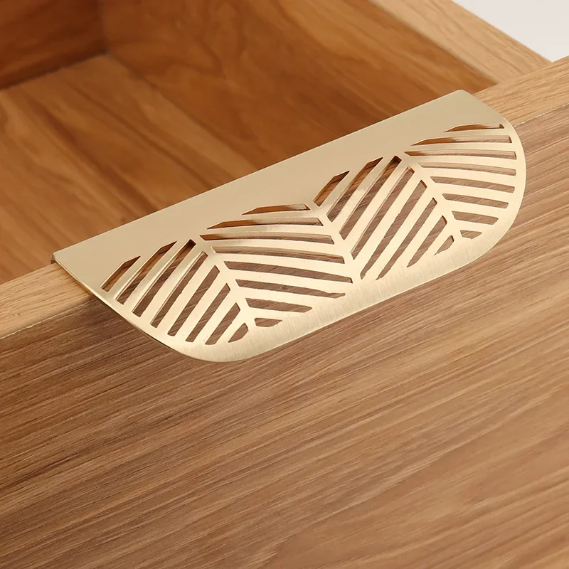 Leaf-shaped Modern Furniture Drawer Brass Handles Furniture Wardrobe Drawer Knob Brass Door Handles