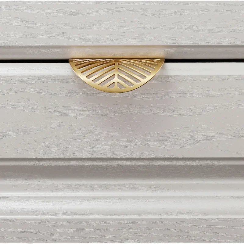 Leaf-shaped Modern Furniture Drawer Brass Handles Furniture Wardrobe Drawer Knob Brass Door Handles