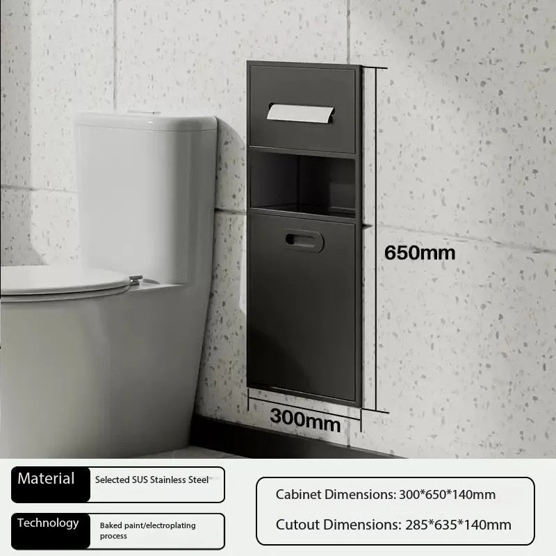 Stainless steel niche toilet toilet embedded trash can tissue bathroom storage cabinet available