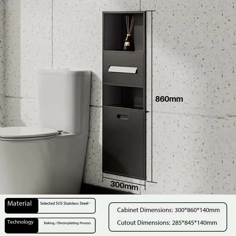 Stainless steel niche toilet toilet embedded trash can tissue bathroom storage cabinet available