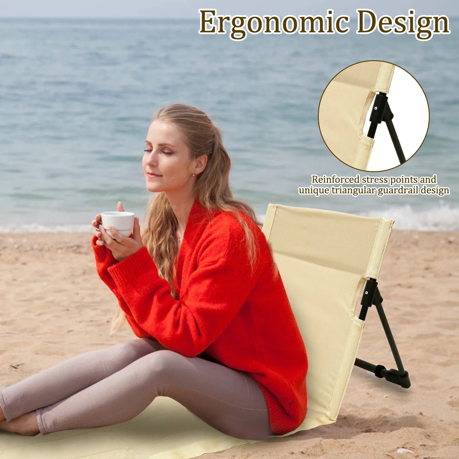 Outdoor Foldable Camping Chair Oxford Cloth Camping Floor Chair Garden Park Single Lazy Chair Backrest Cushion Picnic Back Chair