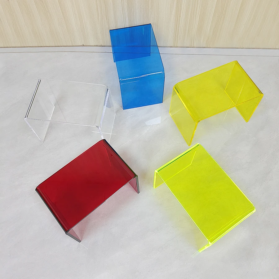 Modern Simple Home Furniture U Shape Translucent Acrylic Footrest Stool Low Shoes Stool