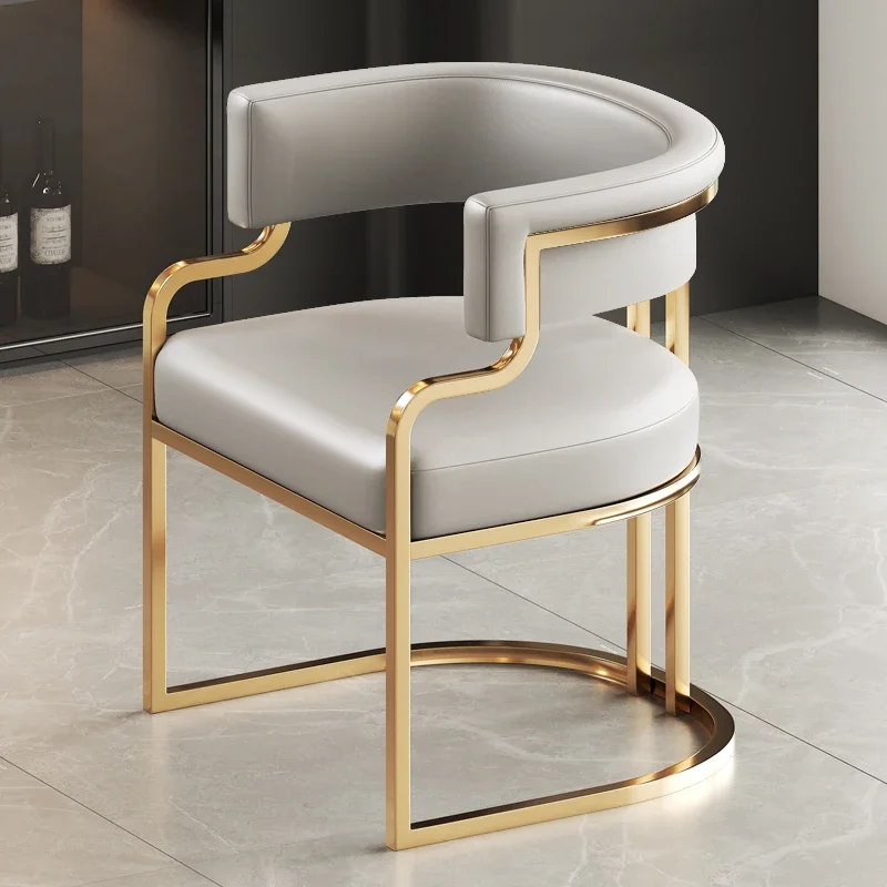 Designer Dining Chairs Beige Gold Legs Waiting Fashion Sofa Chairs Luxury Adults Floor Protector Sillas Indoor Supplies