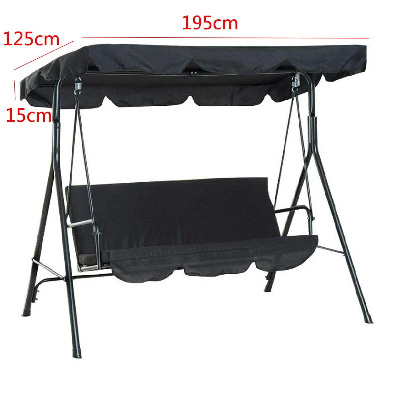 2-Piece Terrace Swing Chair Top Rain Cover Rain Pleated Park Rain Cover Outdoor Dust Cover Waterproof Swing Seat 142x120x18cm