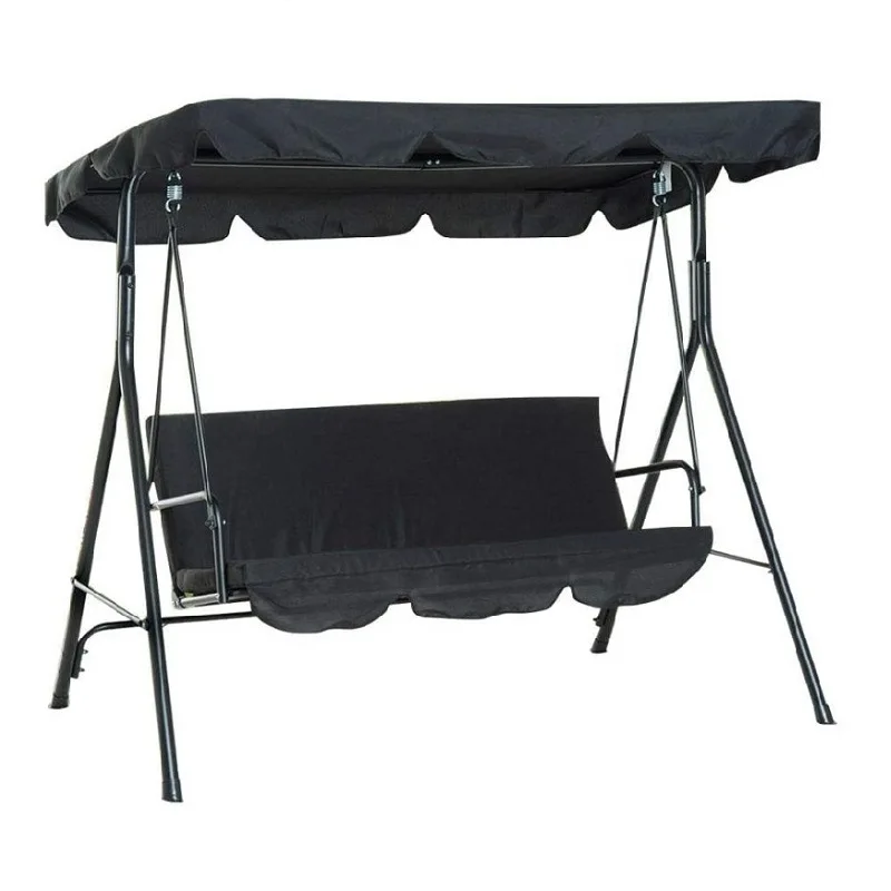 2-Piece Terrace Swing Chair Top Rain Cover Rain Pleated Park Rain Cover Outdoor Dust Cover Waterproof Swing Seat 142x120x18cm