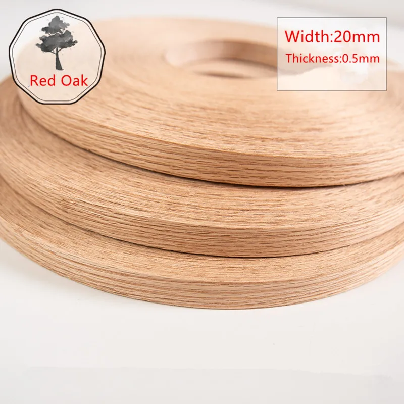 Natural Solid Wood Red Oak Wood Veneer Sheet Edge Banding Wood Width:20mm Thickness:0.5mm