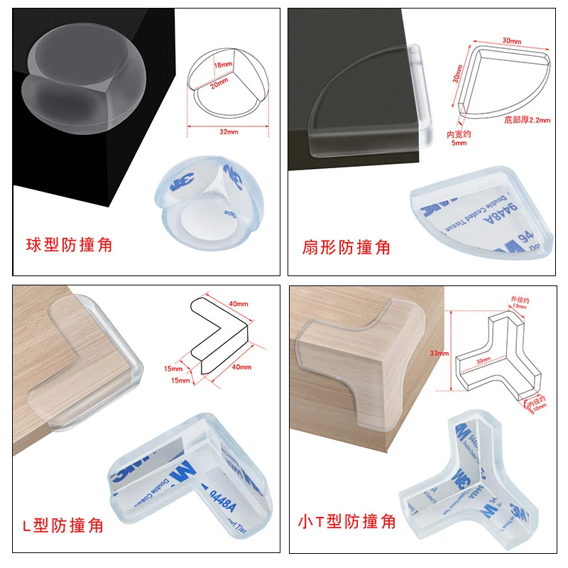 8pcs Child Baby Safety Silicone Protector Table Soft Transparent Children Anti Collision Table Corner Edge Protection Cover