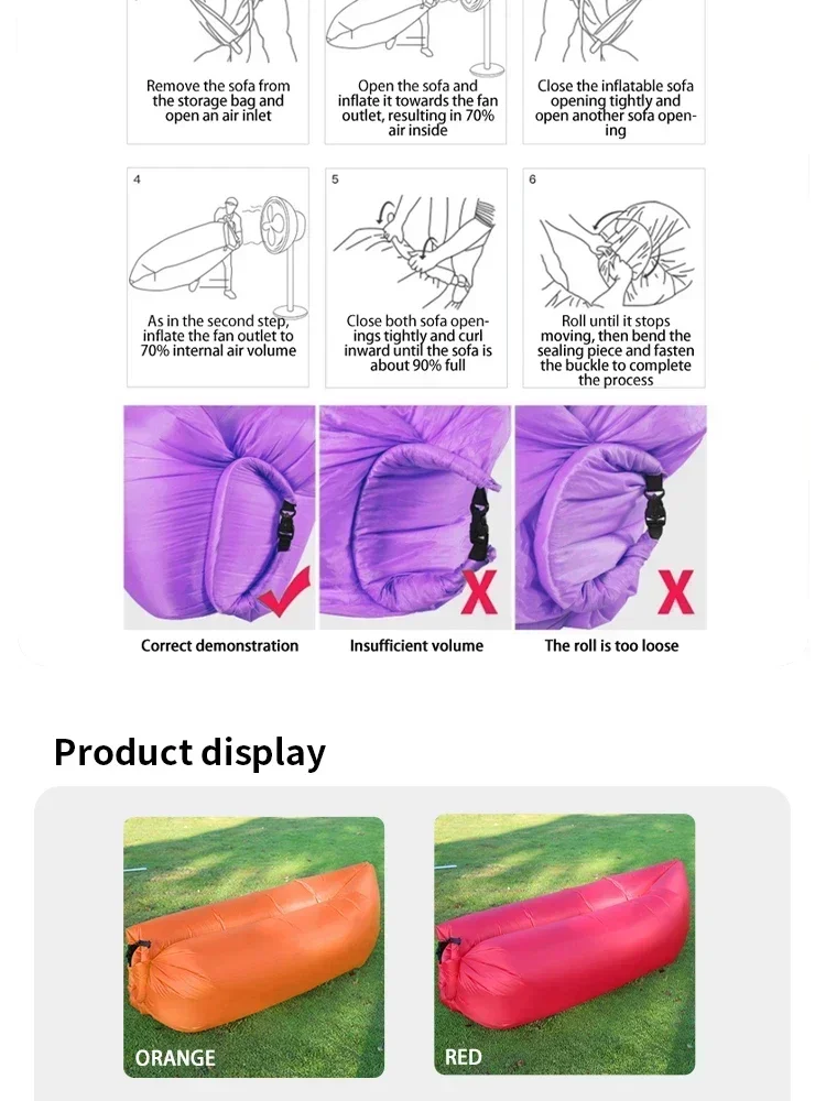 OTAUTAU Ultra Light Pillow Style Lazy Sofa Inflatable Sofa Portable Foldable Sleeping Bag Bed SF284