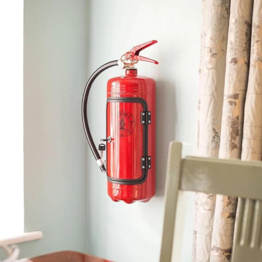 Creative Portable Liquor Cabinet Metal Red/Black Bottle Holder Fire Extinguisher Storage System Bar