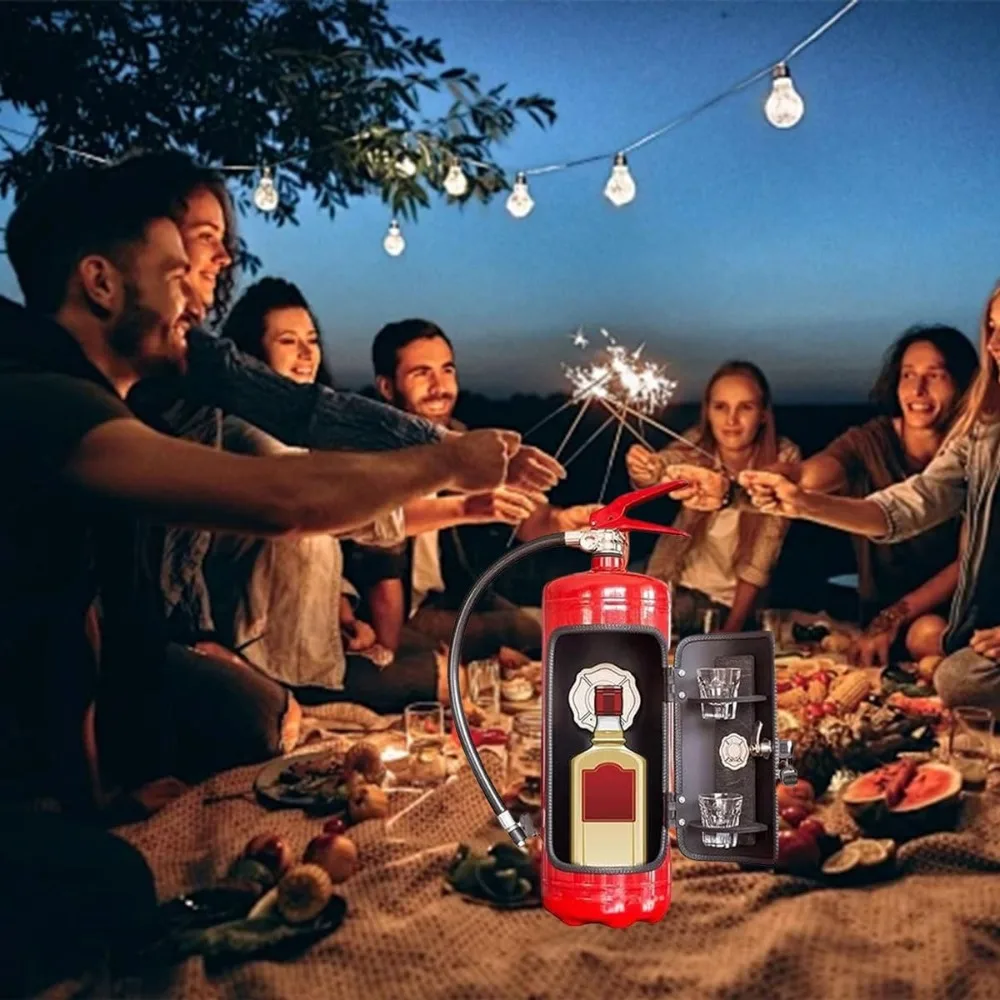 Creative Portable Liquor Cabinet Metal Red/Black Bottle Holder Fire Extinguisher Storage System Bar