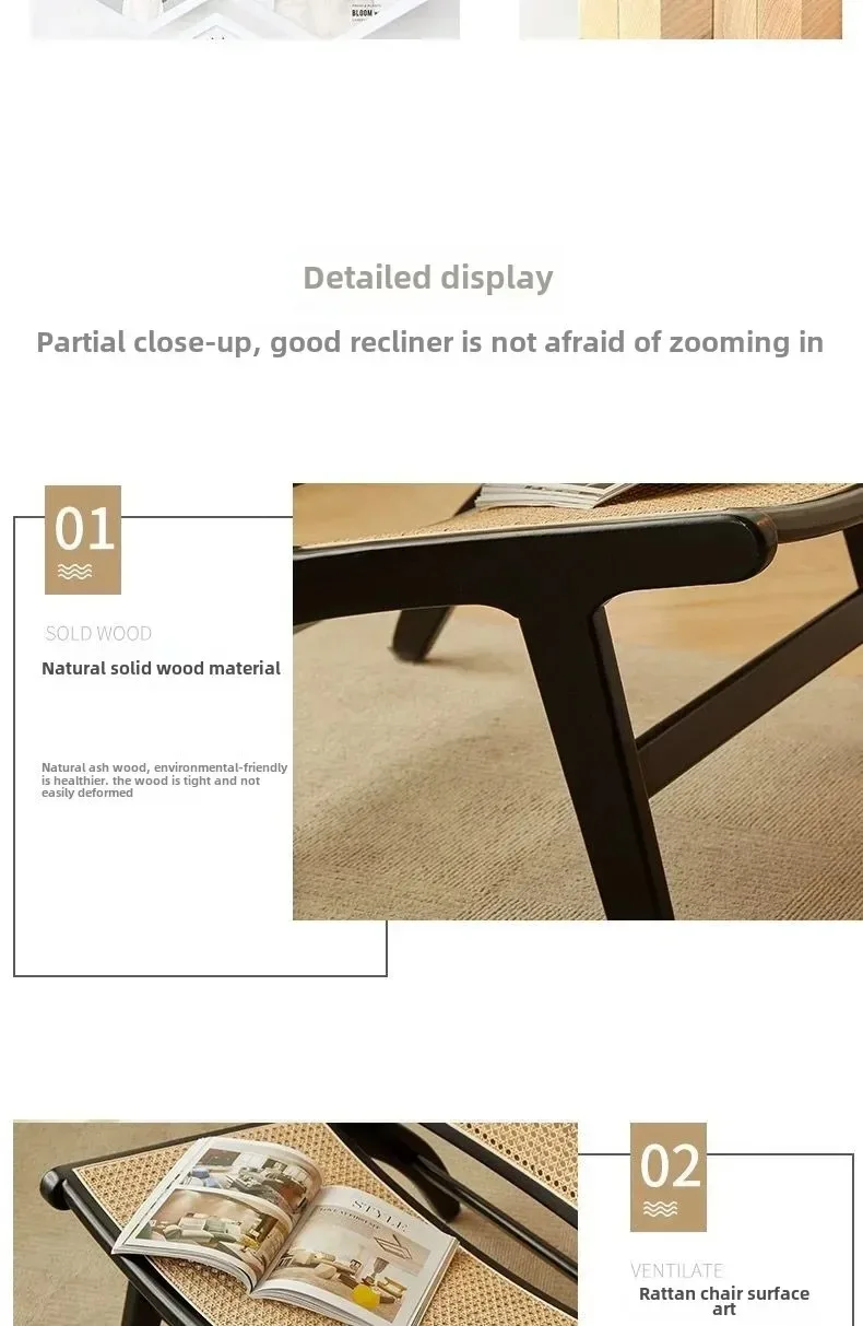 Chair Solid Wood, Rattan, Recliner, Leisure, Home, Homestay, Single, Lazy, Sofa Balcony, Living Room Sofa Luxury