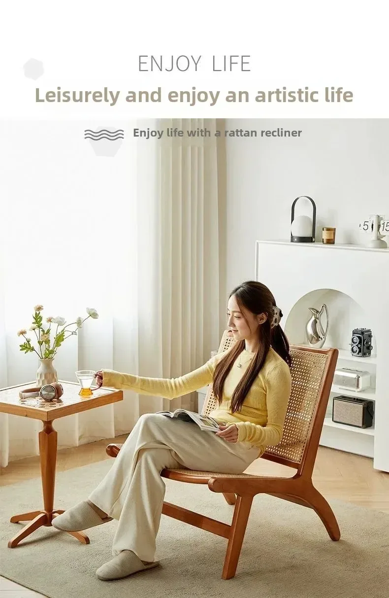 Chair Solid Wood, Rattan, Recliner, Leisure, Home, Homestay, Single, Lazy, Sofa Balcony, Living Room Sofa Luxury