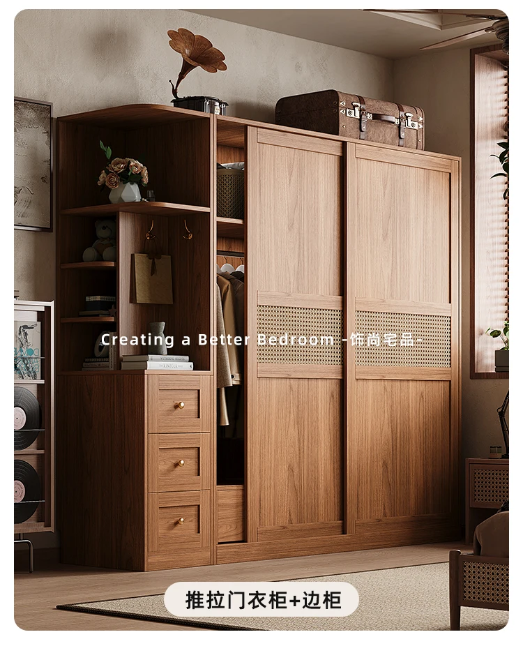 Large Drawers Locker Wardrobes Rattan Women Nordic Sliding Door Storage Closet Organizer Rack Teen Armario Furniture Home