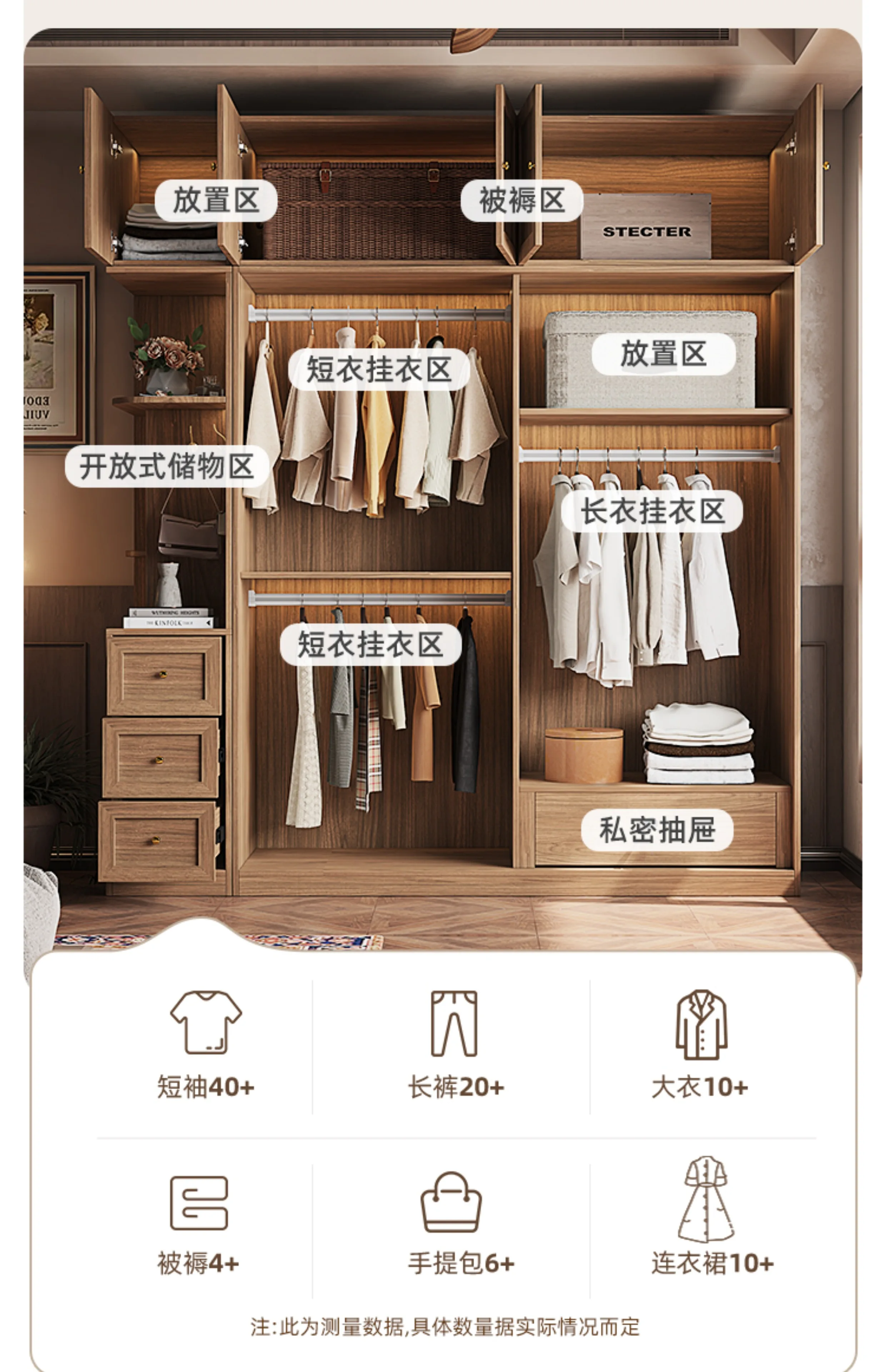 Large Drawers Locker Wardrobes Rattan Women Nordic Sliding Door Storage Closet Organizer Rack Teen Armario Furniture Home