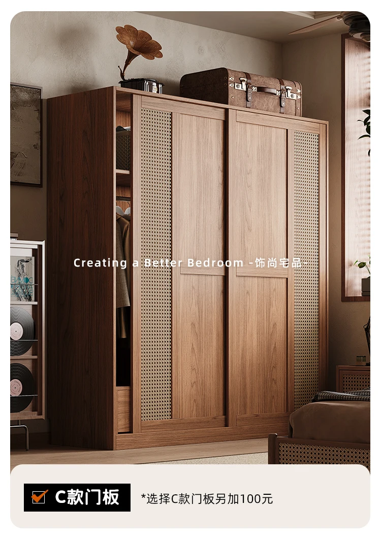 Large Drawers Locker Wardrobes Rattan Women Nordic Sliding Door Storage Closet Organizer Rack Teen Armario Furniture Home