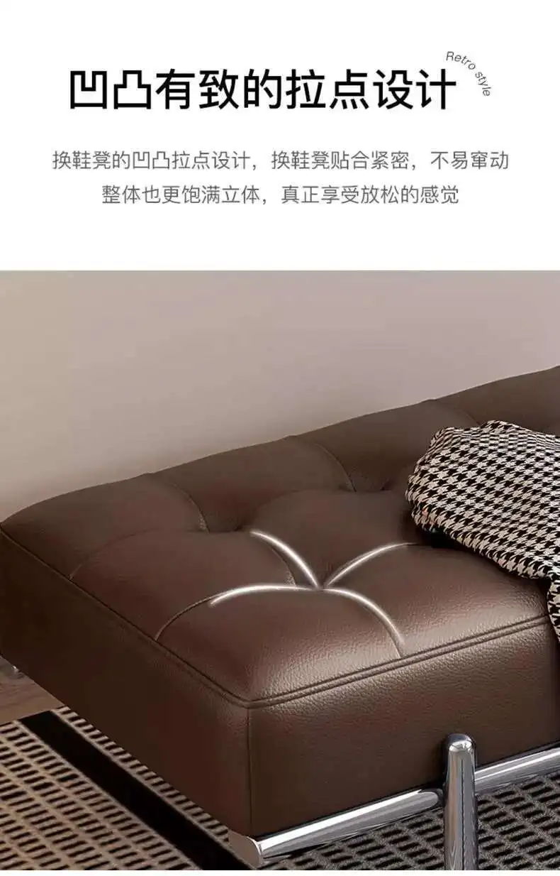 Entrance Porch Soft Shoe Bench Living Room Sofa Bench Bedroom Bed End Bench Metal Frame Integrated Benchs Minimalist Furniture