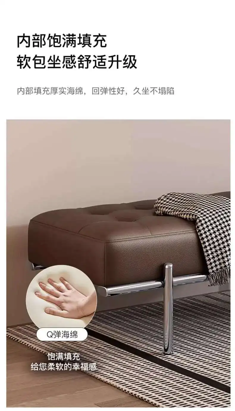 Entrance Porch Soft Shoe Bench Living Room Sofa Bench Bedroom Bed End Bench Metal Frame Integrated Benchs Minimalist Furniture