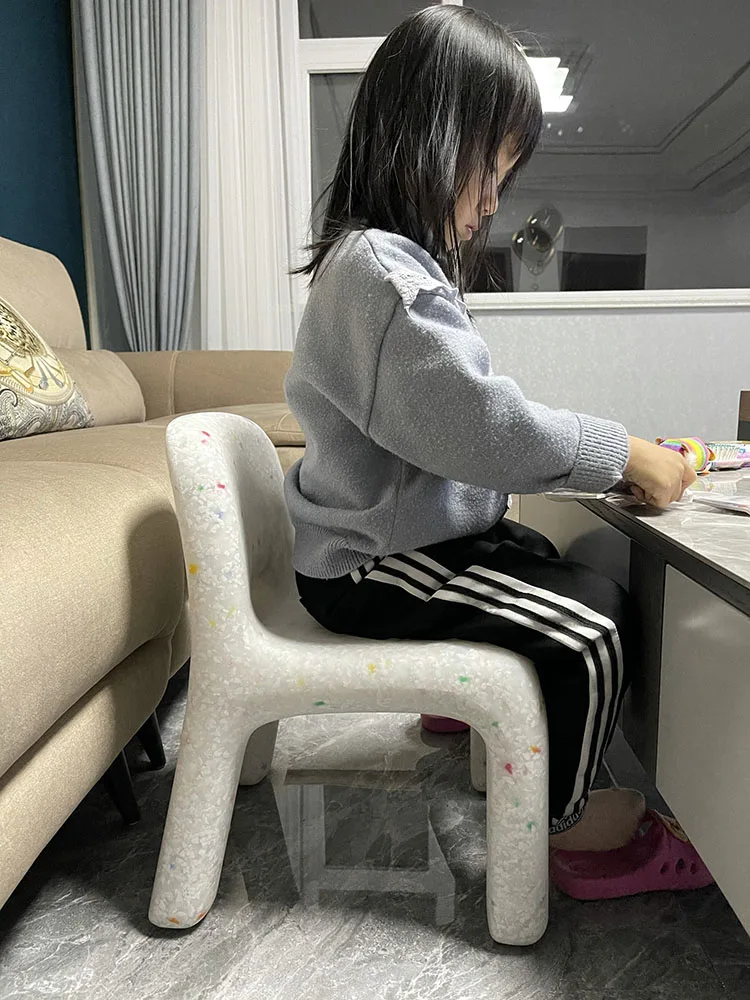Nordic Furniture Design Table Chairs PE Mobile Chair Home Plastic Study Small Desk Stool Portable Backrest Stools Customized