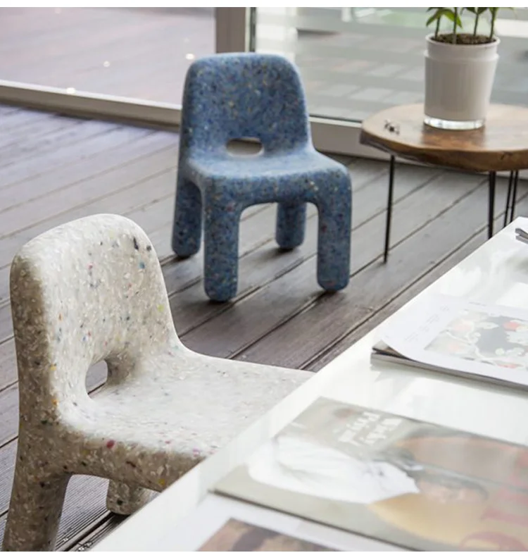 Nordic Furniture Design Table Chairs PE Mobile Chair Home Plastic Study Small Desk Stool Portable Backrest Stools Customized
