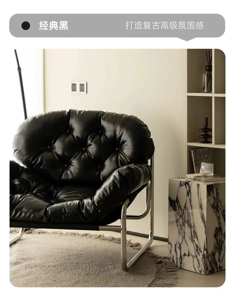 Single Sofa Chair Minimalist Light Luxury Living Room Lazy Casual Cream Medieval Bauhaus Style Retro Chair