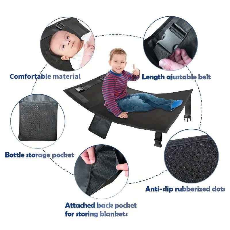 1pcs Portable Kids Airplane Travel Seat Extender Pad Adjustable Flight Bed with Oxford Fabric Seat extension pad