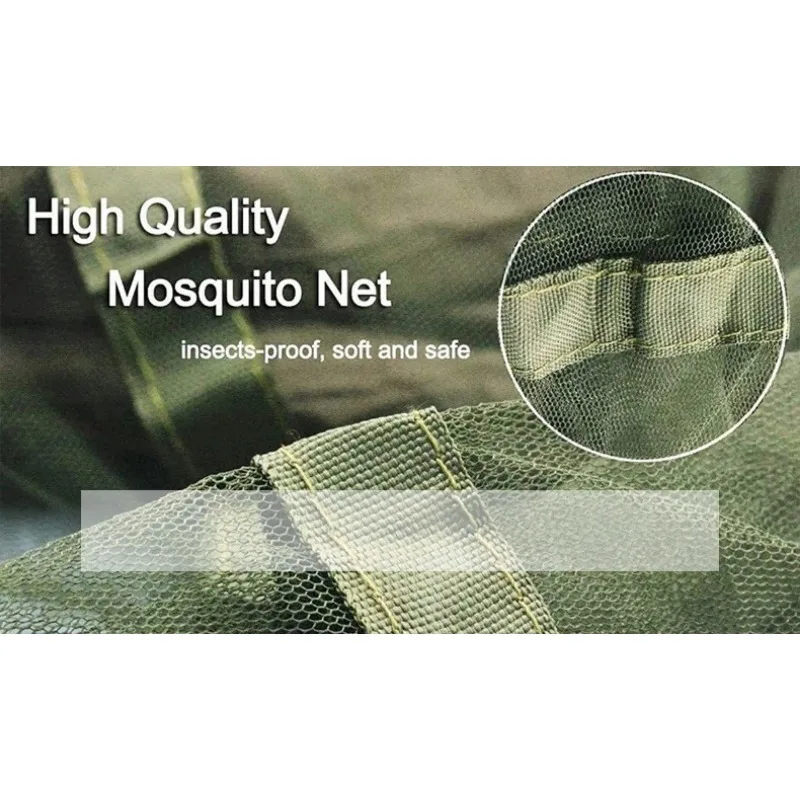 Double Hammock Outdoor Anti-Rollover with Mosquito Net Portable Nylon Camping Swing Bed & Sun Shelter for Backyard/Beach/Travel