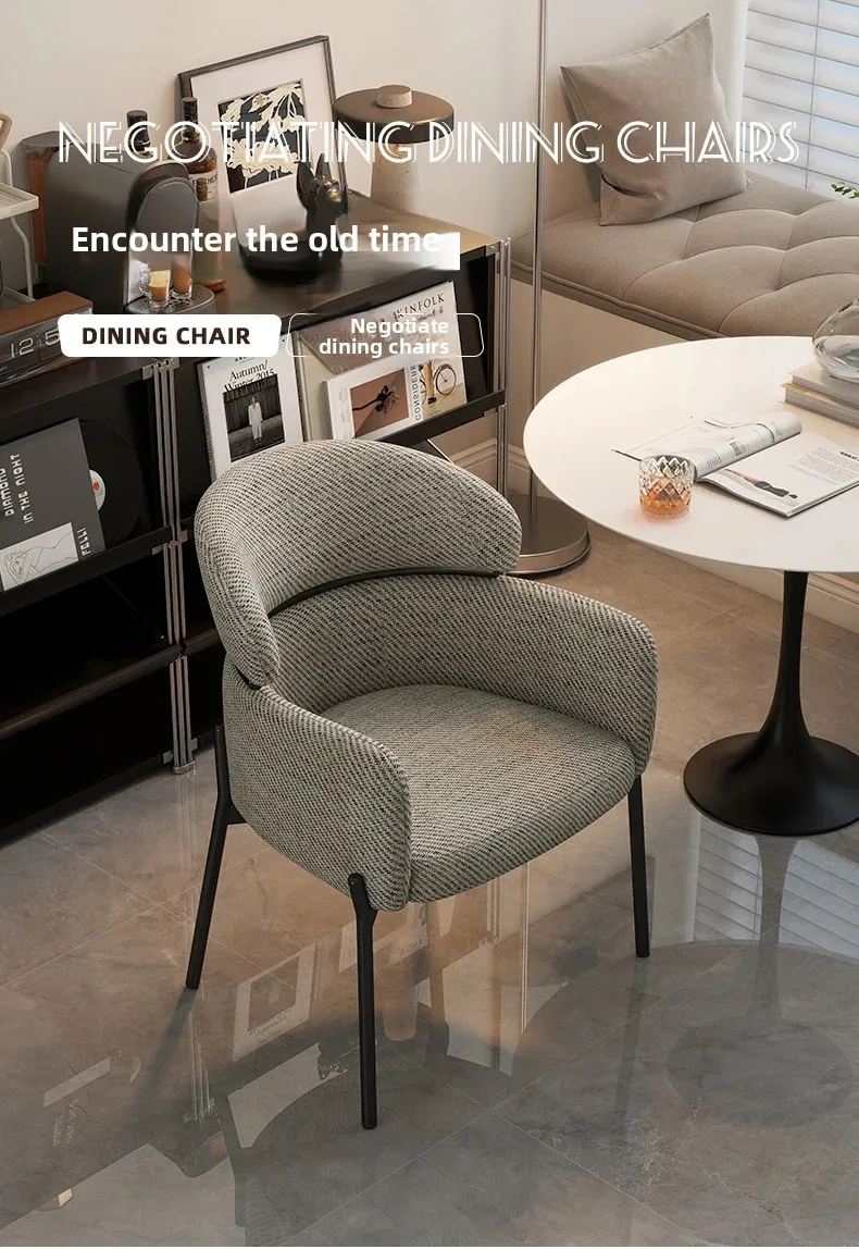 Italian Minimalist Casual Chair Light Luxury Home Retro Kitchen Dining Chair Light Luxury High-end Nordic Dining Table Backrest
