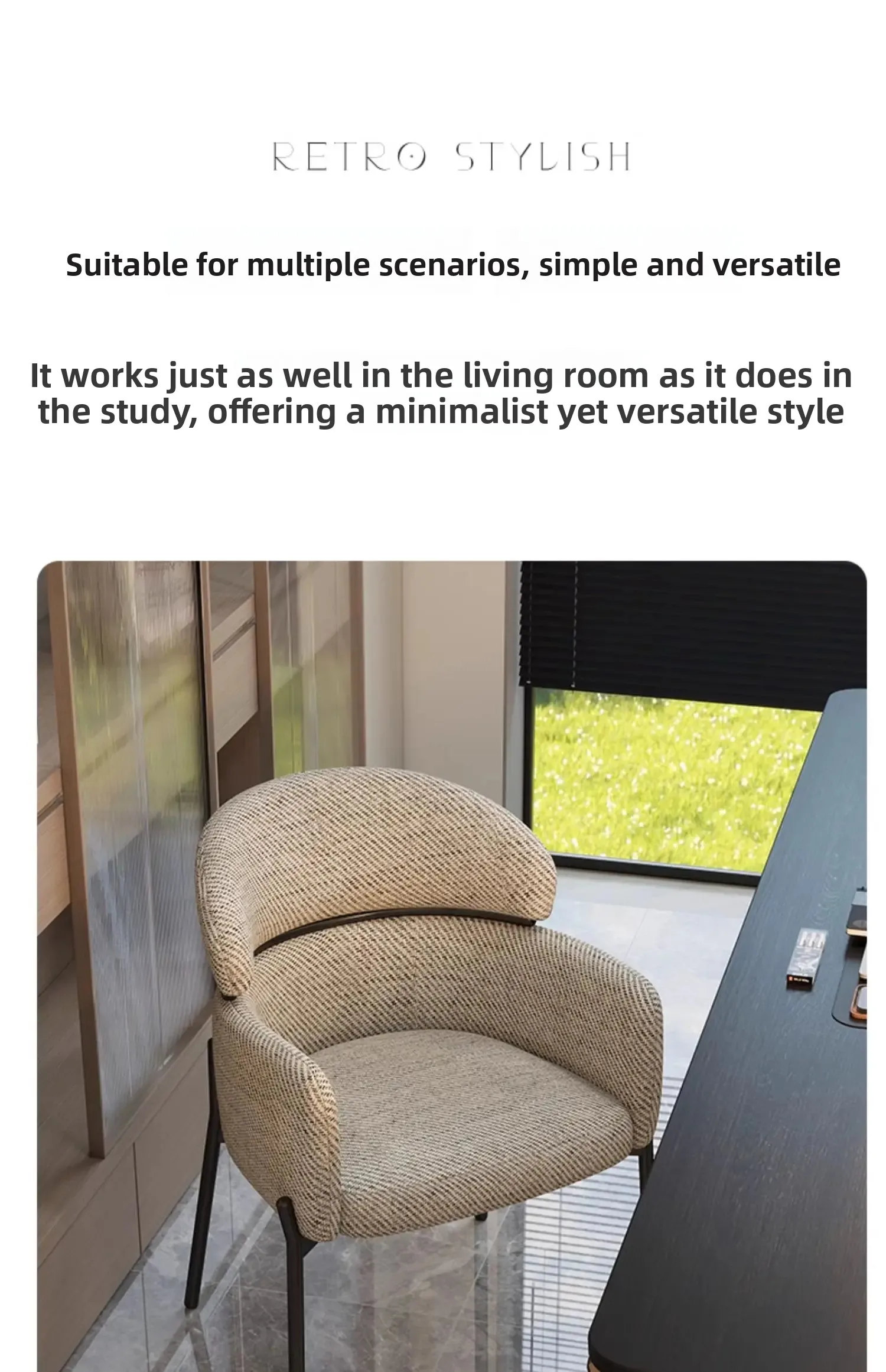 Italian Minimalist Casual Chair Light Luxury Home Retro Kitchen Dining Chair Light Luxury High-end Nordic Dining Table Backrest