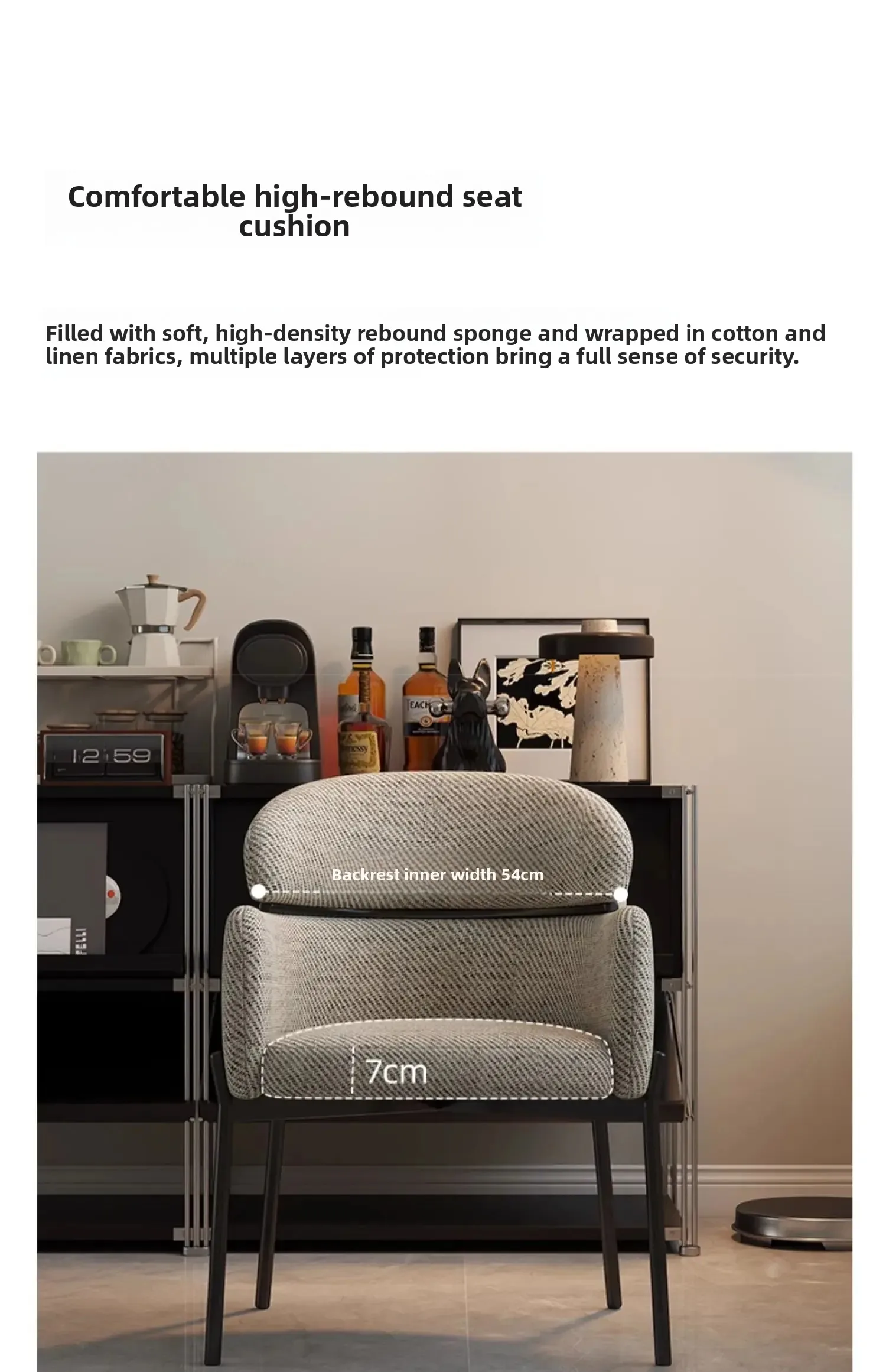 Italian Minimalist Casual Chair Light Luxury Home Retro Kitchen Dining Chair Light Luxury High-end Nordic Dining Table Backrest