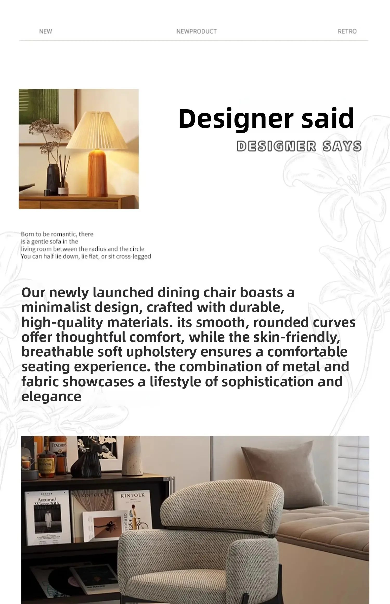 Italian Minimalist Casual Chair Light Luxury Home Retro Kitchen Dining Chair Light Luxury High-end Nordic Dining Table Backrest