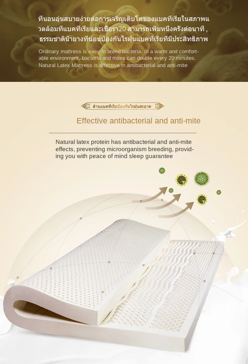 100% Thailand Natural Latex Mattress High End Latex Mats Source Liquid Foldable Slow Rebound Chinese Mat with Cover Customizable