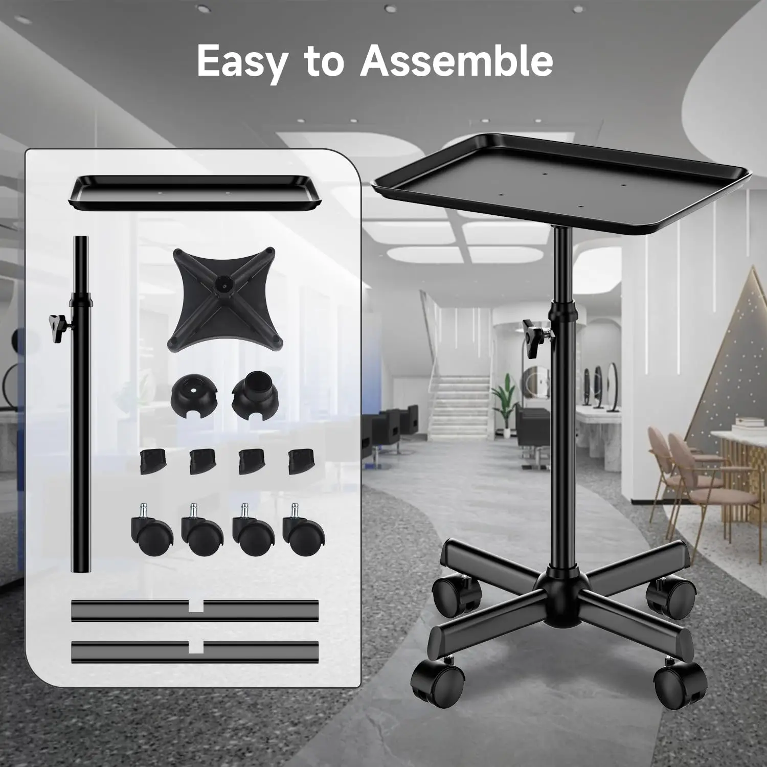 Beauty and Hairdressing Aluminum Plate Vertical Salon Hair Salon Tool Tray Nail Art Mobile Storage Rack