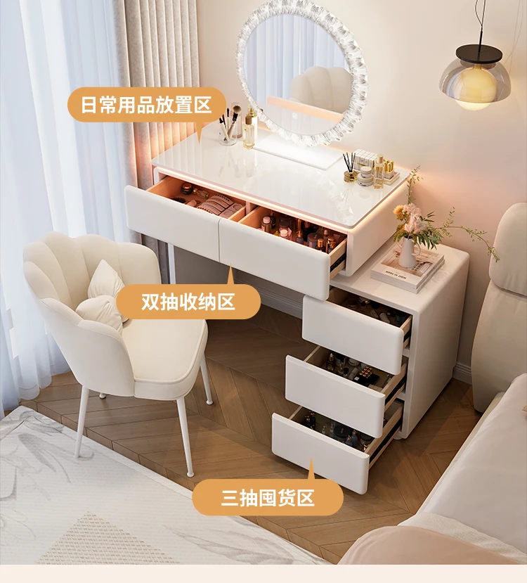Modern Corner Vanity Desk Tallboy Femme Luxury European Vanity Table Unique Design Tocador De Maquillaje Furniture Bedroom